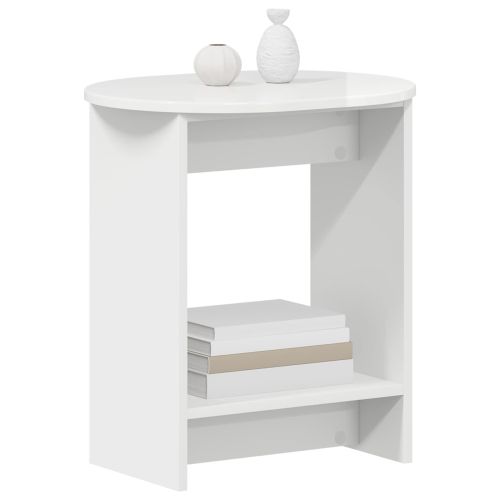 Странична маса Бял гланц 50 x 39,5 x 55 см Инженерна дървесина