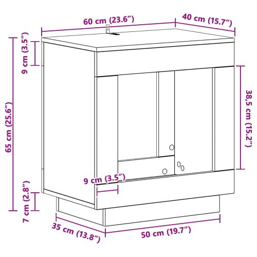 Странична маса Бяло 60 x 40 x 65 см Инженерна дървесина