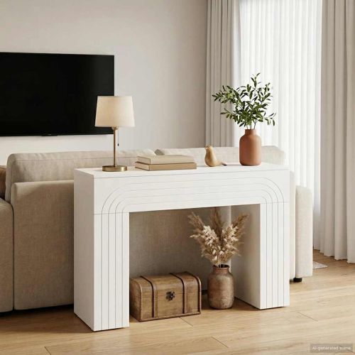 Масичка за кафе Бяло 102 x 35 x 75 см Инженерна дървесина