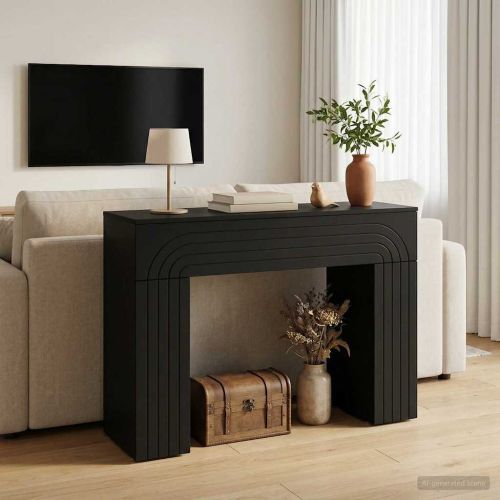 Масичка за кафе Черно 102 x 35 x 75 см Инженерна дървесина