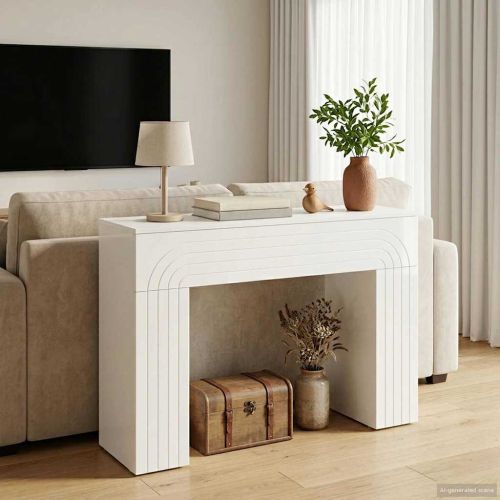 Масичка за кафе Бял гланц 102 x 35 x 75 см Инженерна дървесина