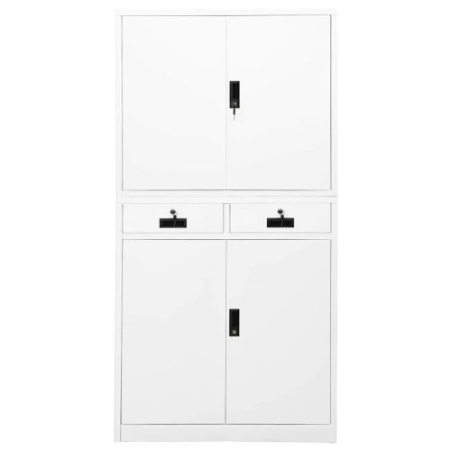 Офис шкаф, бял, 90x40x180 см, стомана