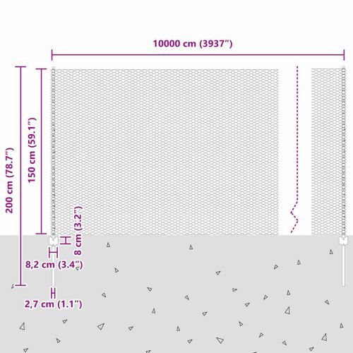 Шестоъградно ограждение с кол 100 x 1,5 м Зелено Мрежа