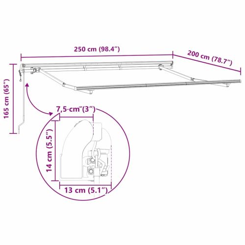 Рамка за сенник Светлосиво 250 x 200 cm Полиестер с PU покритие