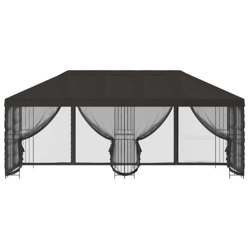 Беседка със страници 6 x 3 m Антрацит Полиестер и стомана 190