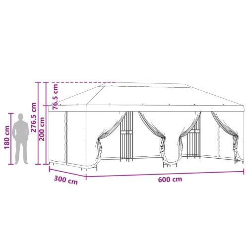 Беседка със страници 6 x 3 m Антрацит Полиестер и стомана 190