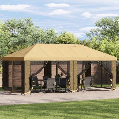 Градинска беседка 6 x 3 m Кремаво Полиестер и стомана 190