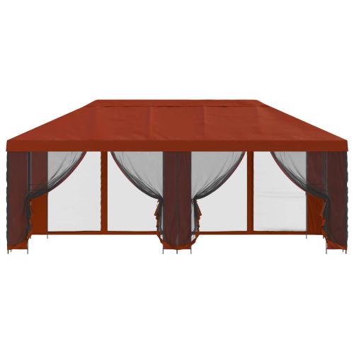 Беседка със страници 6 x 3 m Теракота Полиестер и стомана 190