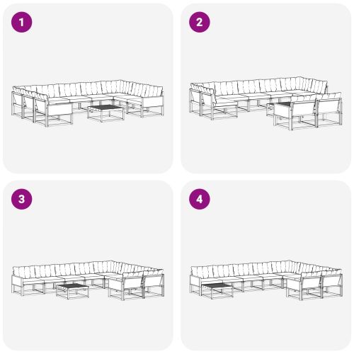 Комплект дивани за открито 10 pcs Натурално и светлосиво