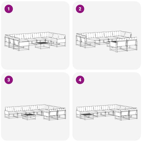 Комплект дивани за открито 10 pcs Натурално и светлосиво