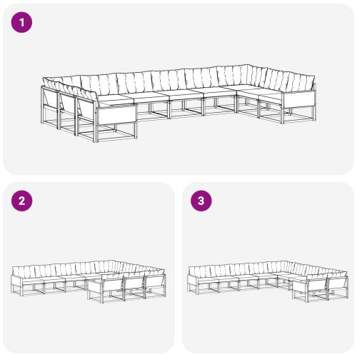 Комплект дивани за открито 10 pcs Натурален и Крема