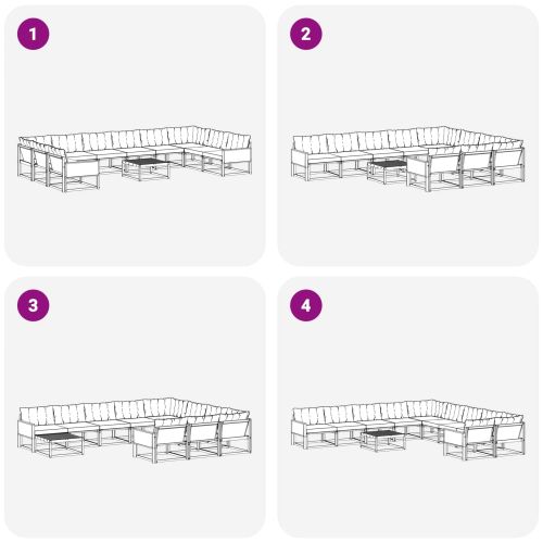 Комплект дивани за открито 11 pcs Натурално и светлосиво