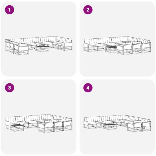Комплект дивани за открито 11 pcs Натурално и светлосиво
