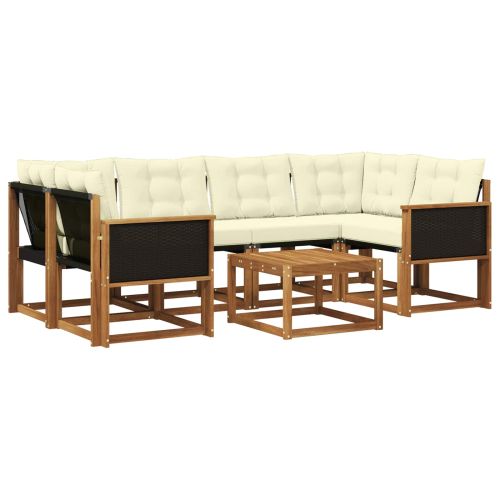 Комплект дивани за открито 7 pcs Натурален и Крема