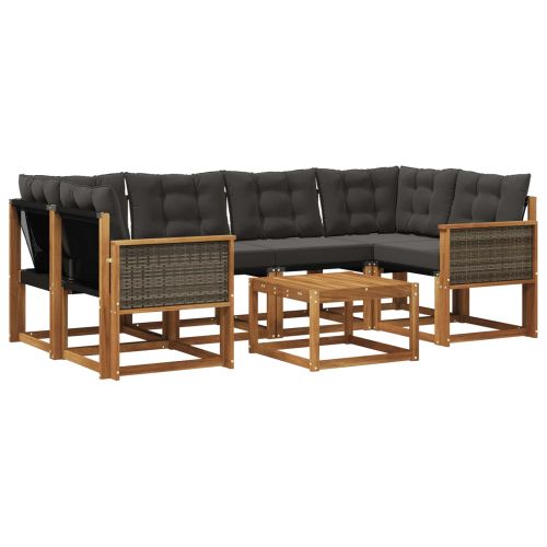 Комплект дивани за открито 7 pcs Естествено и черно