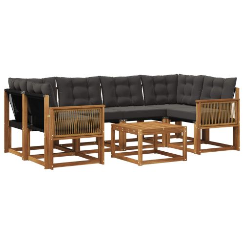 Комплект дивани за открито 7 pcs Естествено и черно