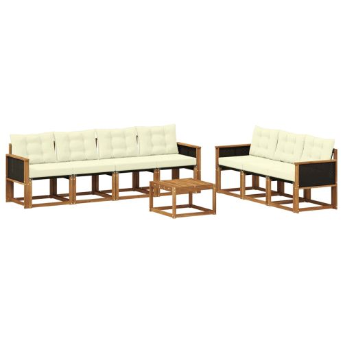 Комплект дивани за открито 8 pcs Натурален и Крема