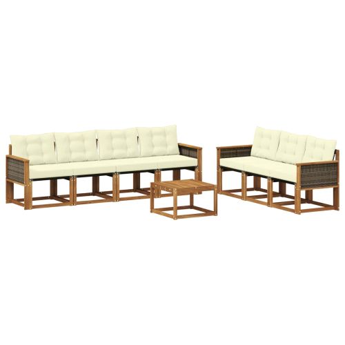 Комплект дивани за открито 8 pcs Натурален и Крема