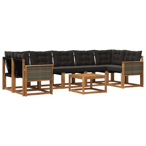 Комплект дивани за открито 8 pcs Естествено и черно