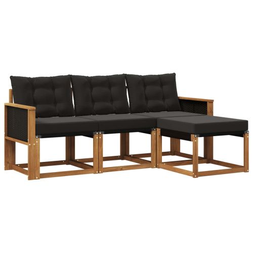 Комплект дивани за открито 4 pcs Естествено и черно