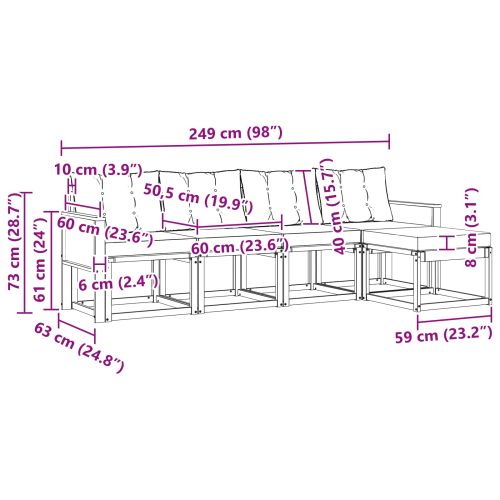 Комплект дивани за открито 5 pcs Натурално и светлосиво