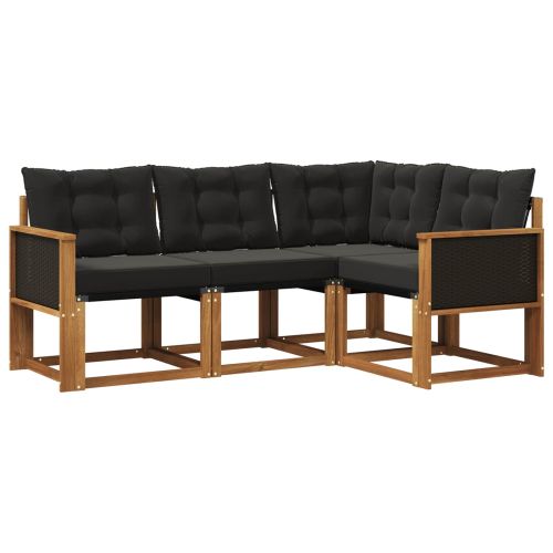 Комплект дивани за открито 4 pcs Естествено и черно