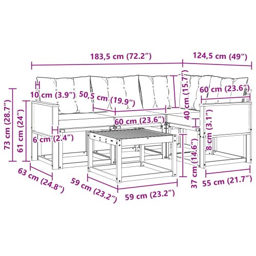 Комплект дивани за открито 5 pcs Естествено и черно