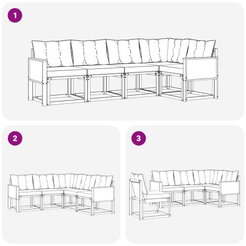 Комплект дивани за открито 5 pcs Естествено и черно