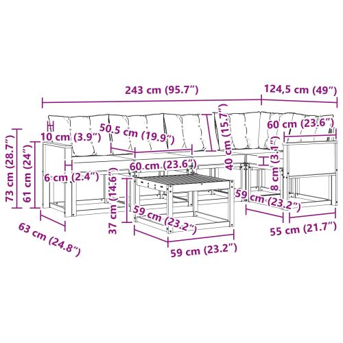 Комплект дивани за открито 6 pcs Натурален и Бежов
