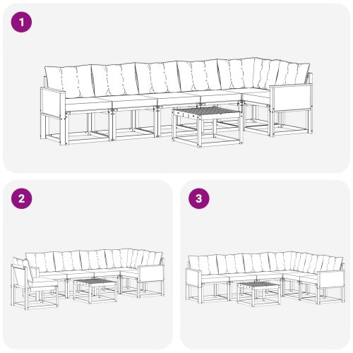 Комплект дивани за открито 7 pcs Естествено и черно