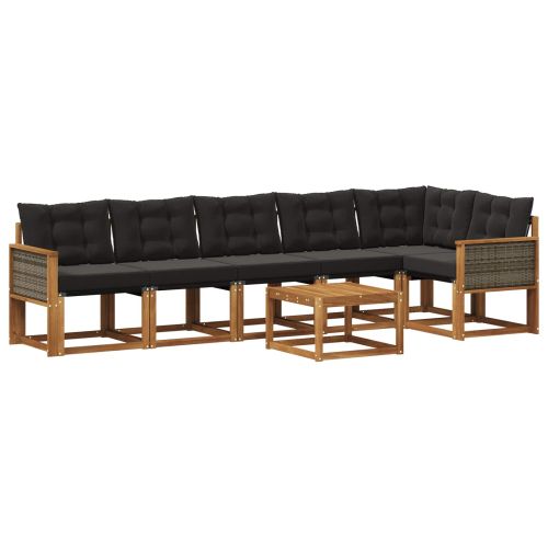 Комплект дивани за открито 7 pcs Естествено и черно