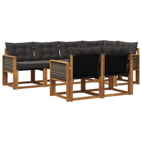 Комплект дивани за открито 7 pcs Естествено и черно