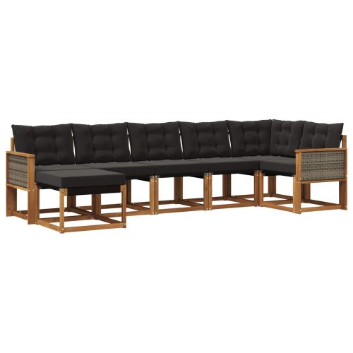 Комплект дивани за открито 7 pcs Естествено и черно