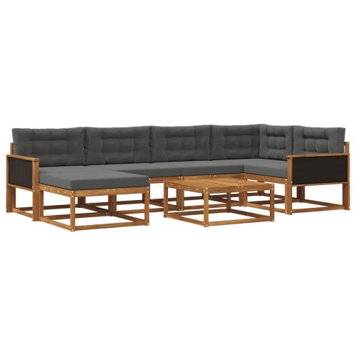 Комплект дивани за открито 7 pcs Натурален и Антрацит