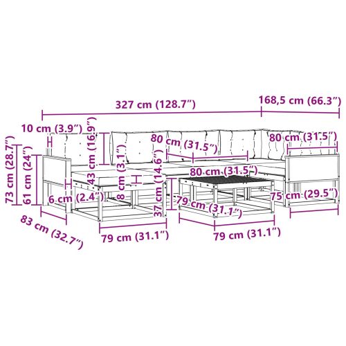 Комплект дивани за открито 7 pcs Натурален и Бежов