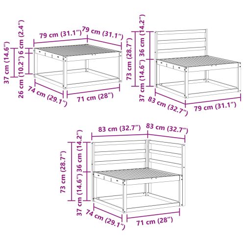 Комплект дивани за открито 7 pcs Натурално