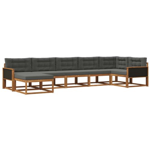 Комплект дивани за открито 7 pcs Натурален и Антрацит