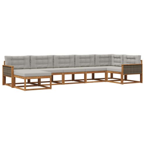 Комплект дивани за открито 7 pcs Натурално и светлосиво