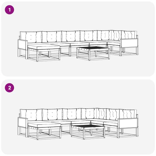 Комплект дивани за открито 8 pcs Натурален и Антрацит