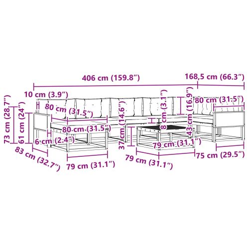 Комплект дивани за открито 8 pcs Натурален и Антрацит