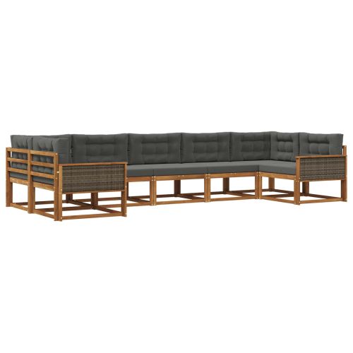 Комплект дивани за открито 7 pcs Натурален и Антрацит
