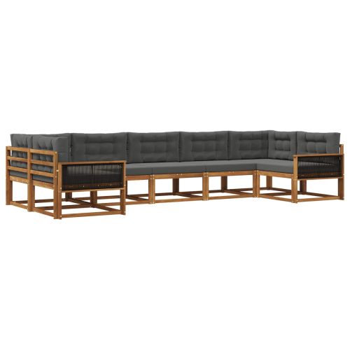Комплект дивани за открито 7 pcs Натурален и Антрацит