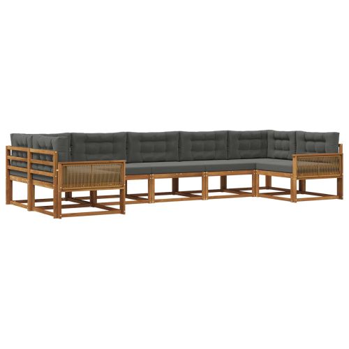 Комплект дивани за открито 7 pcs Натурален и Антрацит