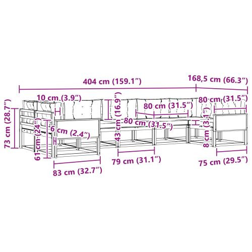 Комплект дивани за открито 7 pcs Натурален и Антрацит