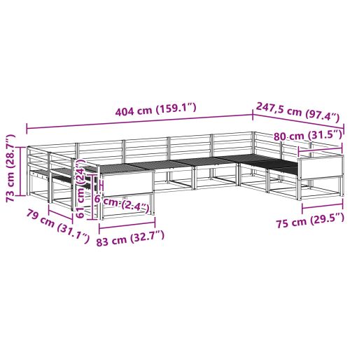 Комплект дивани за открито 9 pcs Натурално