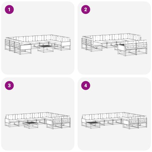 Комплект дивани за открито 10 pcs Натурален и Бежов