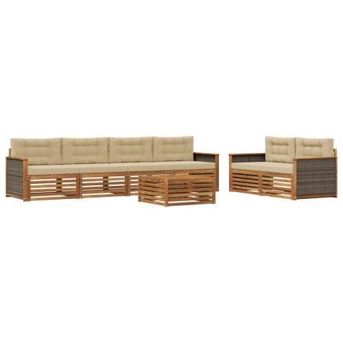 Комплект дивани за открито 7 pcs Натурален и Бежов