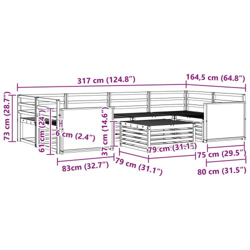 Комплект дивани за открито 7 pcs Натурално