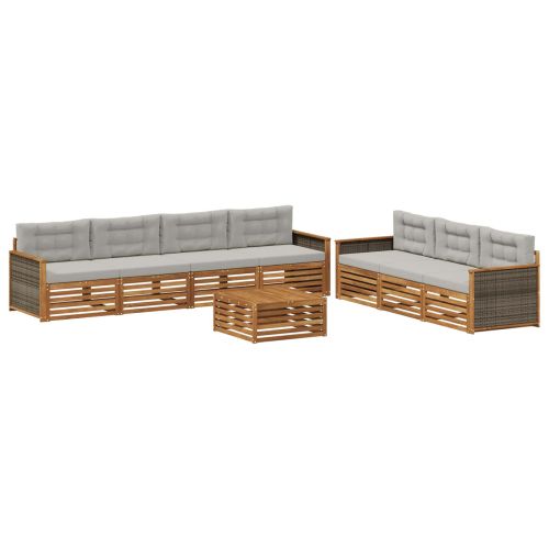 Комплект дивани за открито 8 pcs Натурално и светлосиво