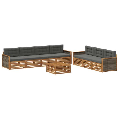 Комплект дивани за открито 8 pcs Натурален и Антрацит